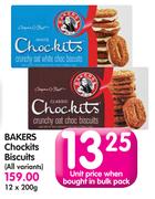 Bakers Chockits Biscuits (All Variants)-12 x 200g