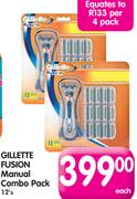 Gillette Fusion Manual Combo Pack-12's Each