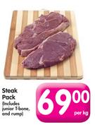 Steak Pack (Includes Junior T-Bone and Rump)-Per Kg