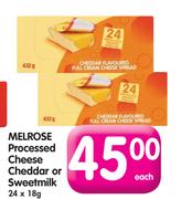 Melrose Processed Cheese Cheddar or Sweetmilk-24 x 18gm 