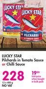 Lucky Star Pilchards In Tomato Sauce Or Chilli Sauce-12 x 400g