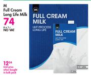 M Full Cream Long Life Milk-6 x 1Ltr