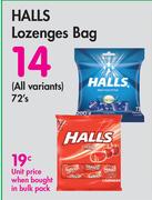 Halls Lozenges Bag (All Variants)-72's