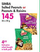 Simba Salted Peanuts & Peanuts & Raisins-36 x 50g
