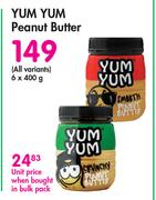 Yum Yum Peanut Butter (All Variants)-6 x 400g