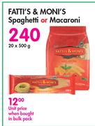 Fatti's & Moni's Spaghetti Or Macaroni-20 x 500g