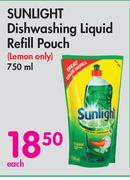 Sunlight Dishwashing Liquid Refill Pouch (Lemon Only)-750ml Each