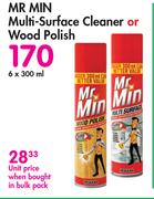 Mr Min Multi Surface Cleaner Or Wood Polish-6 x 300ml