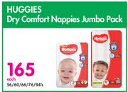 Huggies Dry Comfort Nappies Jumbo Pack-56/ 60/ 66/ 76/ 94's Pack Each