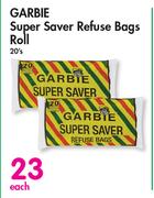 Garbie Super Saver Refuse Bags Roll-20's Each