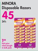 Minora Disposable Razors-24's