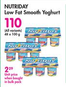 Nutriday Low Fat Smooth Yoghurt (All variants)-48 x 100g