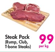 Steak Pack (Rump, Club, T-Bone Steaks)-Per Kg