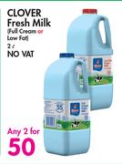 Clover Fresh Milk (Full Cream Or Low Fat)-For Any 2 x 2Ltr