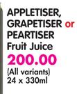 Appletiser Grapetiser Or Peartiser Fruit Juice(All Variants)-24 x 330ml