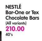 Nestle Bar-One Or Tex Chocolate Bars(All Variants)-4's