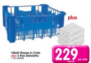 Hiball Glasses In Crate + 3 Free Dishcloths-30's