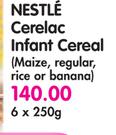 Nestle Cerelac Infact Cereal(Maize, Regular, Rice Or Banana)-6x250g
