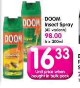 Doom Insect Spray (All Variants)-6 x 300ml