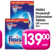 Finish Powerball Dishwasher Tablets (All Variants) 56'S-Each