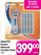 Gillette Fusion Manual Combo Pack-12's