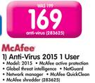 McAfee Anti-Virus 2015 1 User