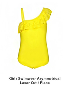Girls Swimwear Asymmetrical Laser Cut 1 Piece