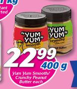Yum Yum Smooth/ Crunchy Peanut Butter-400g Each