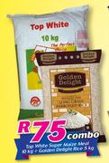 Top White Maize Meal 10kg+Golden Delight Rice 5kg-Combo