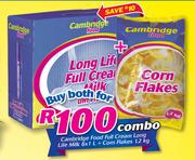 Cambridge Food Full Cream Long Life Milk 6x1Ltr + Corn Flakes 1.2kg-Combo