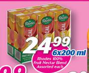 Rhodes 100% Fruit Nectar Blend-6x200ml Each