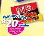 Nestle Kit Kat 4 Fingers 45g/ Tex 40g Bar One 55g-Combo For 3