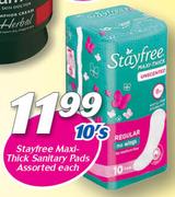 Stayfree Maxi Thick Sanitary Pads-10's Each