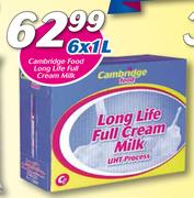 Cambridge Food Long Life Full Cream Milk-6 x 1Ltr