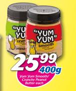 Yum Yum Smooth/Crunchy Peanut Butter-400g Each