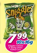 Sniggles Cheese & Spring Onion Puffed Corn-10 x 16g