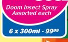 Doom Insect Spray Assorted-6 x 300ml 