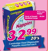 Cambridge Food Disposable Nappies Assorted-20's
