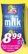 Dairy Corporation Full Cream Milk Sachet-1Ltr