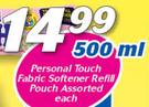  Personal Touch Fabric Softener Refill Pouch Assorted-500ml