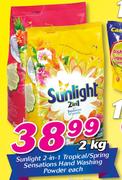 Sunlight 2 In 1 Tropical/Spring Sensations Hand Washing Powder-2Kg Each