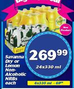Savanna Dry Or Lemon Non Alcoholic NRBs-6X330ml