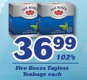 Five Roses Tagless Teabags-102's Each