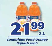Cambridge Food Orange Squash-2L Each