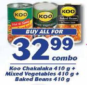 Koo Chakalaka 410g+Mixed Vegetables 410g+Baked Beans 410g-For All