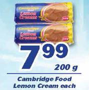 Cambridge Food Lemon Cream-200g Each