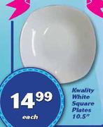 Kwality 10.5" White Square Plates-Each