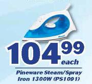 Pineware 1300W Steam/Spray Iron(PS1091)