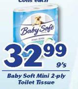Baby Soft Mini 2 Ply Toilet Tissue-9's
