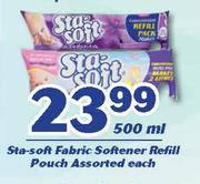 Sta Soft Fabric Softener Refill Pouch-500ml Each